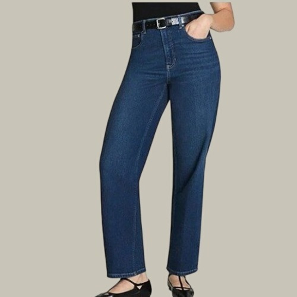 Spanx SPANXshape™ Authentic 360 Straight Jeans Womens XL Blue High Rise Stretch
